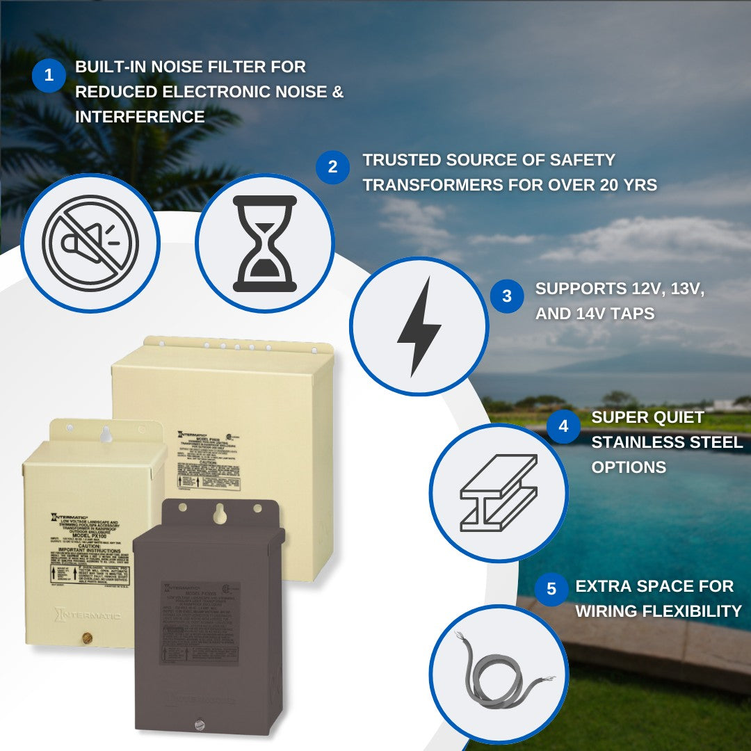 Intermatic 300W, 3A, 120 VAC Input, 12-14 VAC Output, 60 Hz Safety Transformer - PX300S