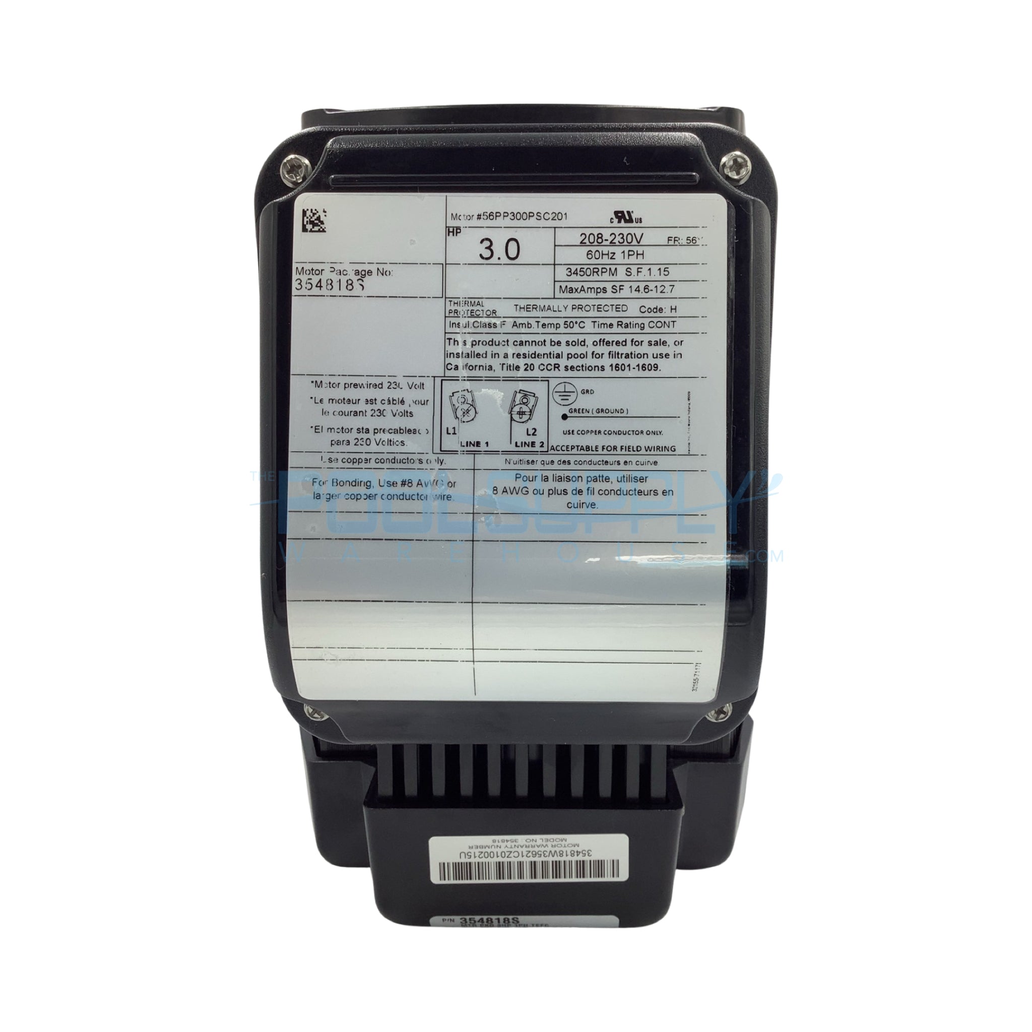 Pentair 3 HP Pump Motor - 354818S - The Pool Supply Warehouse