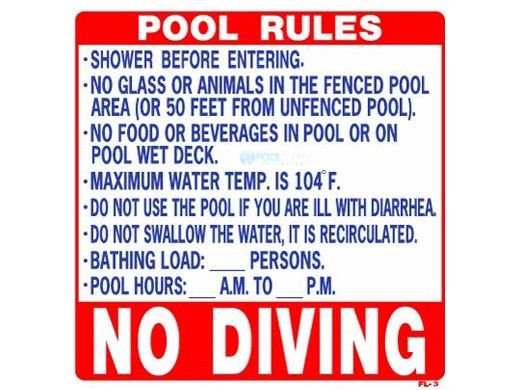 Florida Pool Rules New Sign 24X24 - PS259