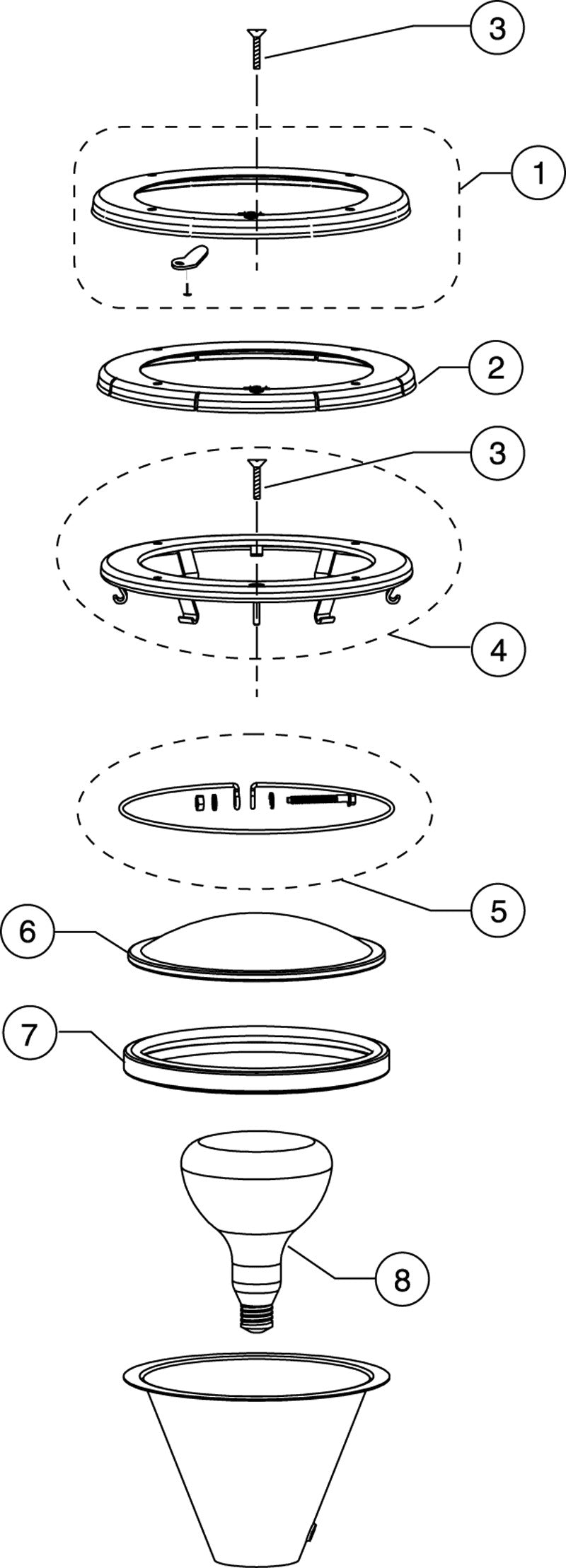 Pentair AmerLite With Stainless Steel Face Ring 300W, 12V - 78438100 - Underwater Incandescent Light - PENTAIR WATER POOL AND SPA INC - The Pool Supply Warehouse