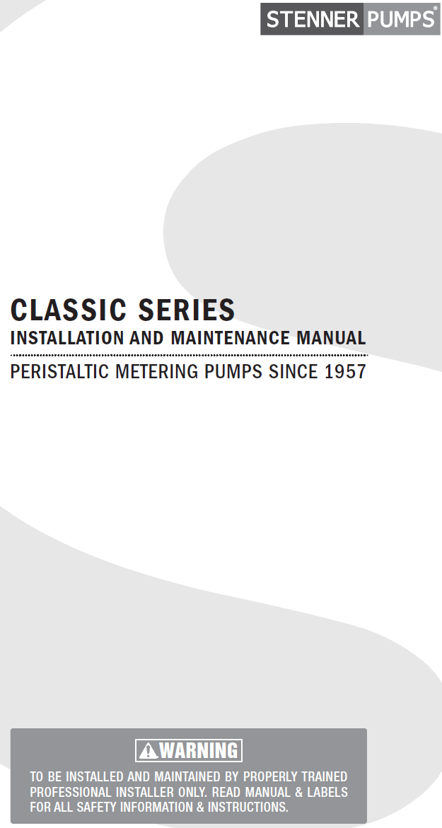 ADJ 1-Head Classic Pump 120V 50 GPD 25 PSI .25 PDF Installation Manual