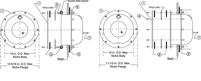 Pentair Amerlite Large Stainless Steel Niche 1" Rear Hub - 78210600