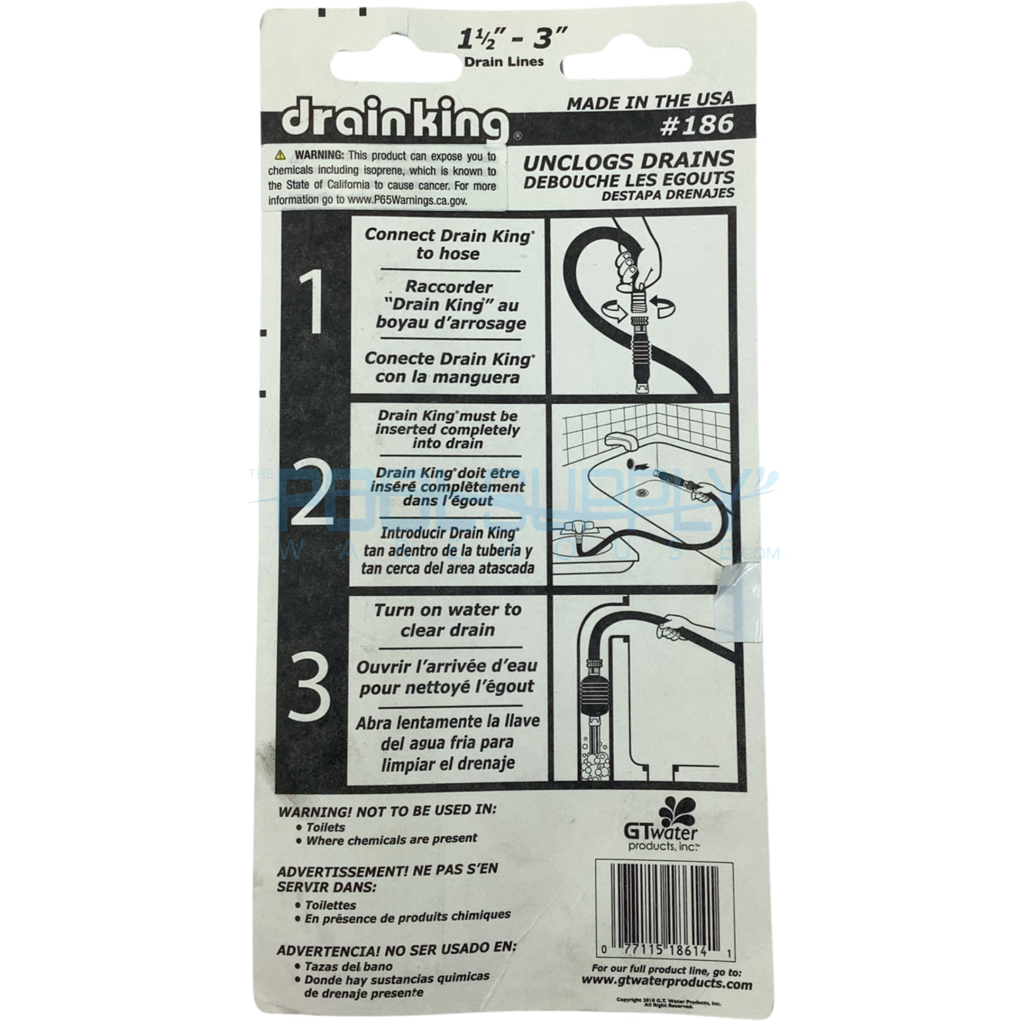 Aladdin Equipment Co PVC Drain King Black - 962 - The Pool Supply Warehouse