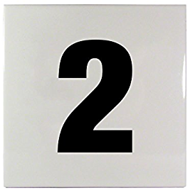 Inlays 6x6" Ceramic Tile 4" Letter #2 Smooth Frost-Proof Pool Deck Depth Marker - C611020