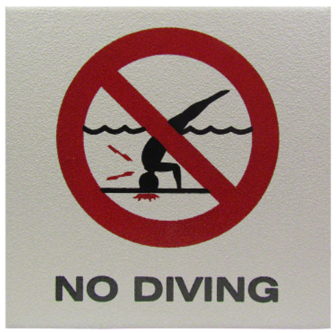 Inlays 6x6" Ceramic Tile 2" Letter No Diving Symbol Non-Skid Frost-Proof Pool Deck Depth Marker - C621500