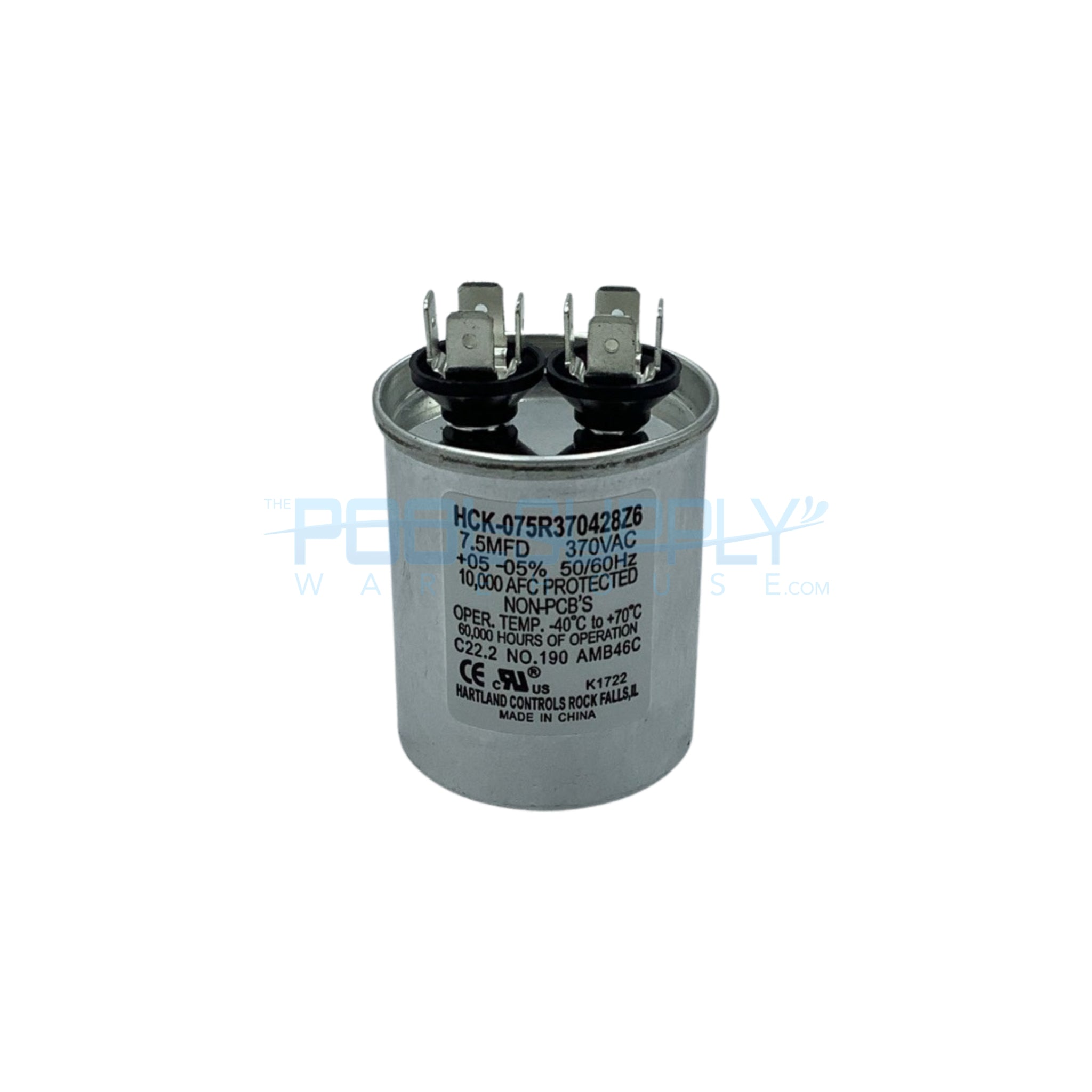 Hartland Controls Round Run Capacitor - HCK-075R370428Z6 - The Pool Supply Warehouse