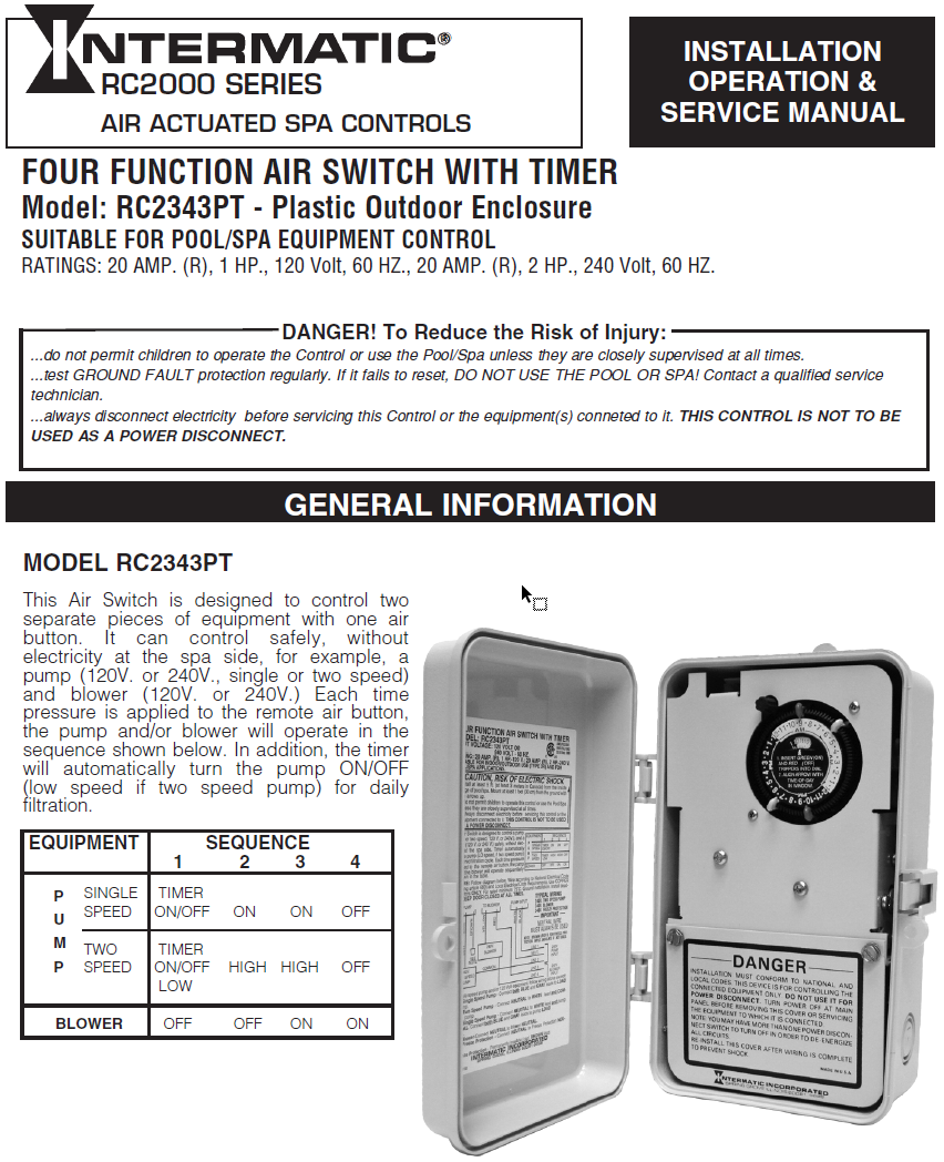 Intermatic Multi Function Air Switch Timer Installation Manual