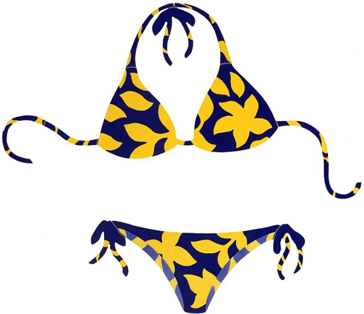 Custom Mosaics 27x23" Pool Party Collection Yellow & Blue Floral Bikini Design - PORC-FB34Y