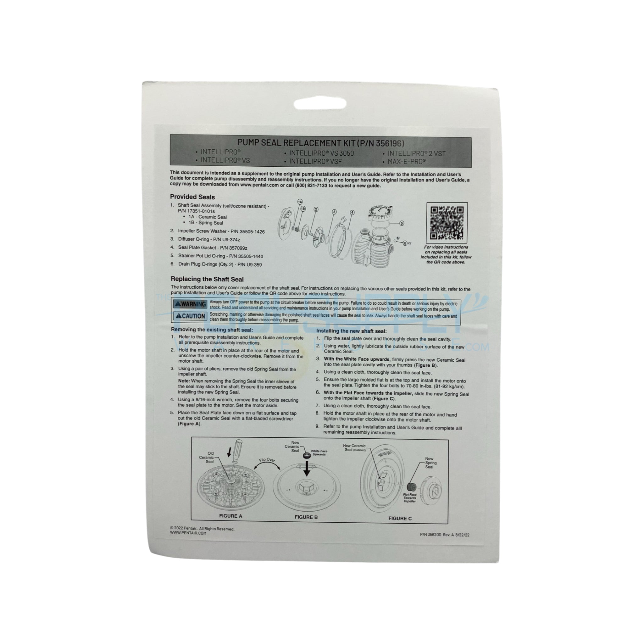 Pentair Max-E-Pro/IntelliPro Chemical/Salt/O3 Resistant Seal Kit - 356196 - The Pool Supply Warehouse