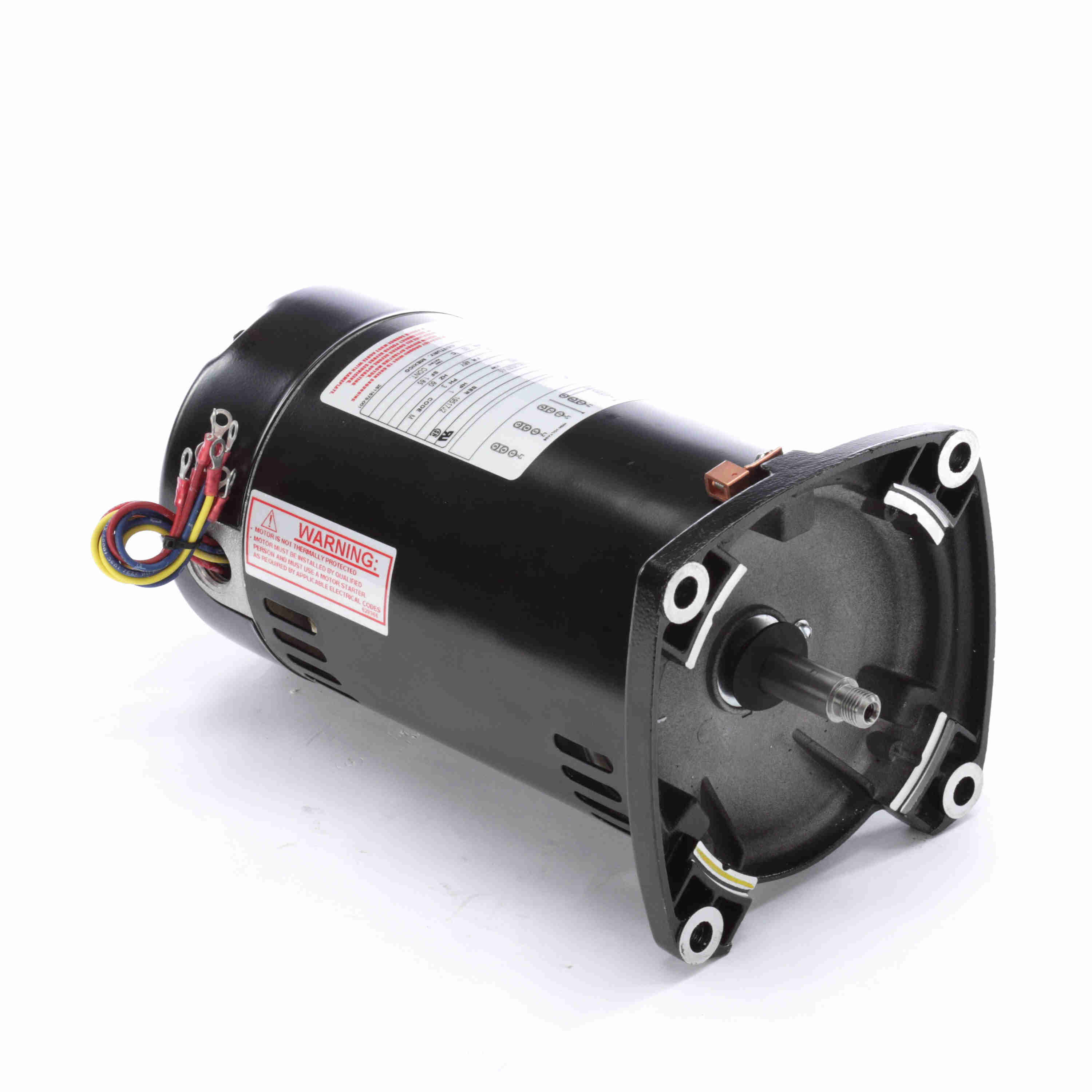 Century Square Flange 3-Phase Full-Rated Pool and Spa Pump Motor; 1 HP, 3450 RPM, 208-230/460 V, 48Y, Threaded Shaft - Q3102