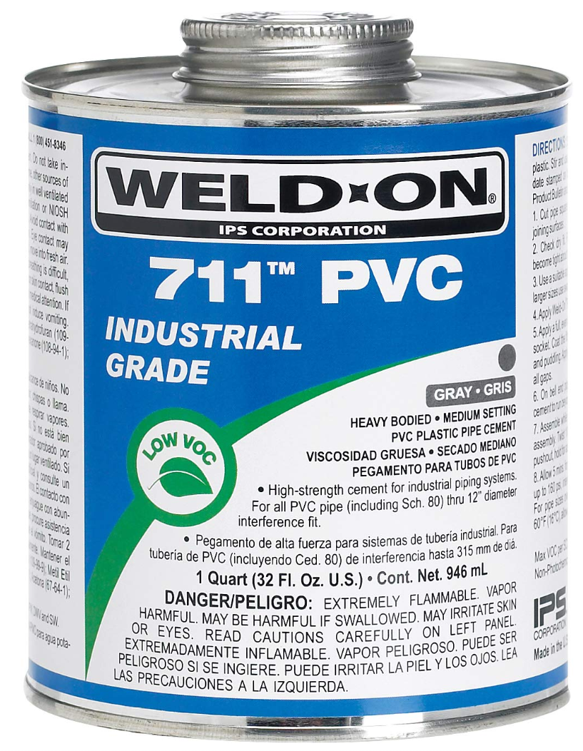 IPS 1 Quart Weld-On 711 PVC Cement, Gray - 10119