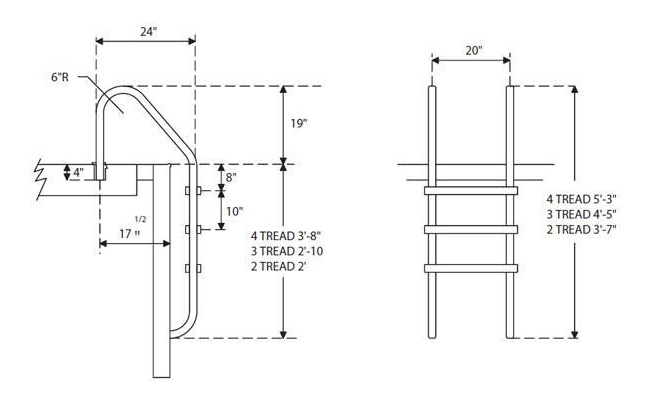 SR Smith 3-Step Marine Grade Ladder with Plastic Tread - VLLS-103E-MG - The Pool Supply Warehouse