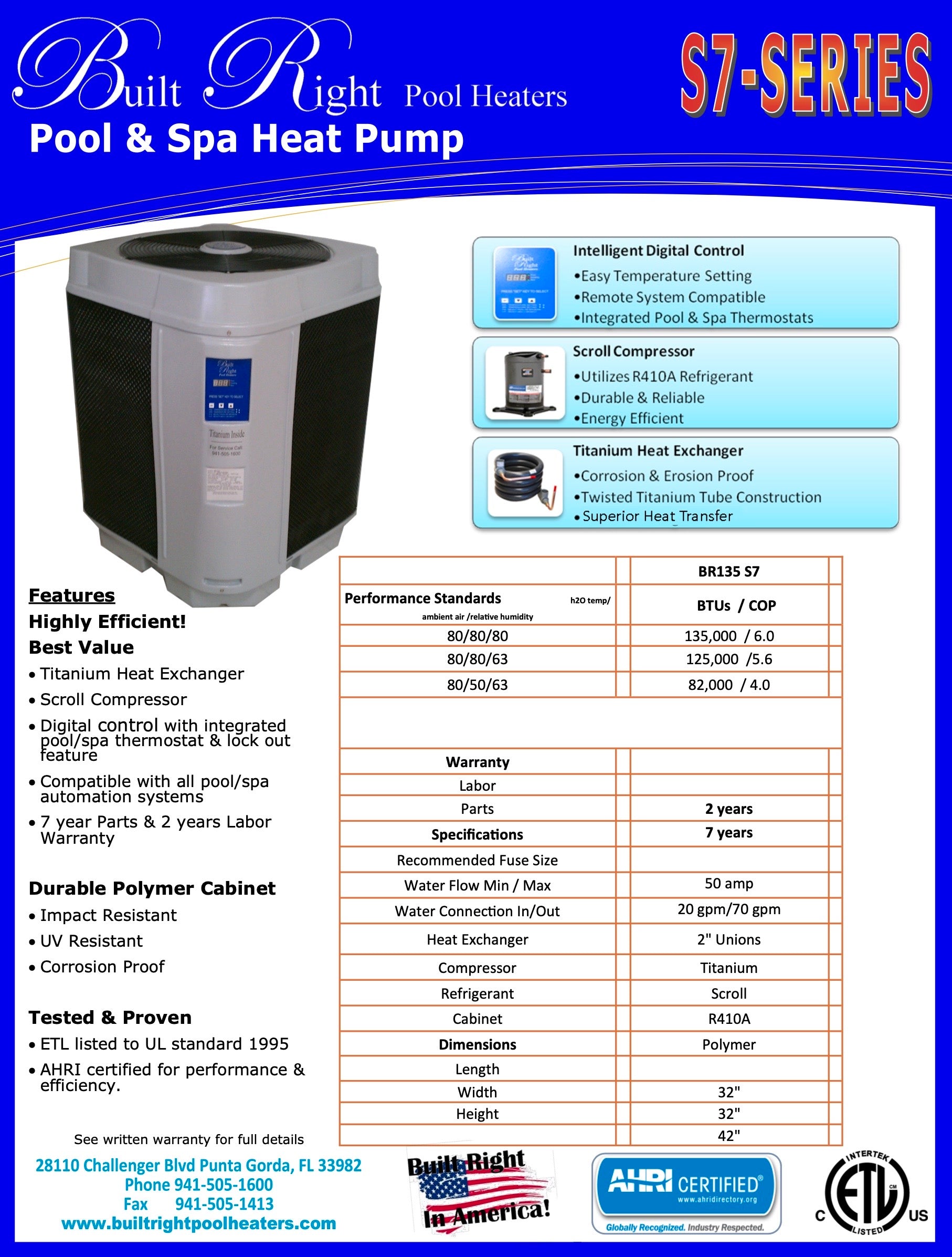 Built Right S7 Series Heat Pump - BR135 S7