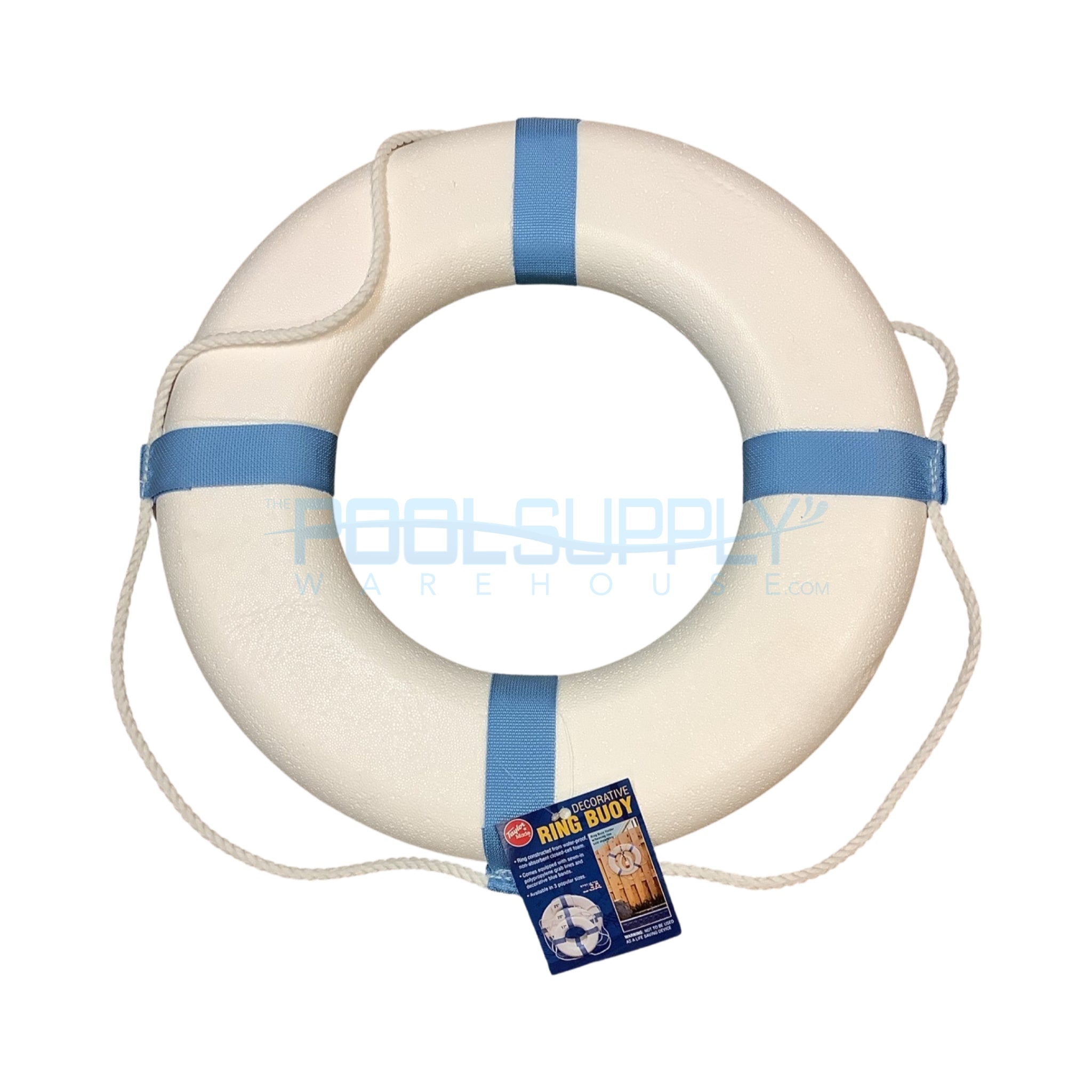 PoolStyle Decorative White Ring Buoy, 24" - 373 - The Pool Supply Warehouse