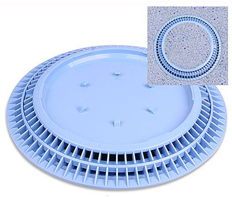 Super-Pro 10" Light Blue Round Pebble Top Main Drain Frame & Grate - 10-PTD-109A