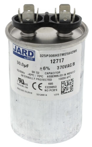 Super-Pro Run Capacitor, 30 MFD 370V Round - 12717 - The Pool Supply Warehouse