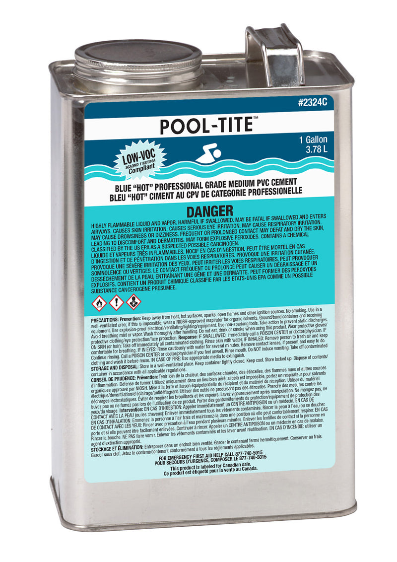 United Elchem Gallon Pool-Tite PVC Medium “Hot” Blue Cement - 2324 - The Pool Supply Warehouse
