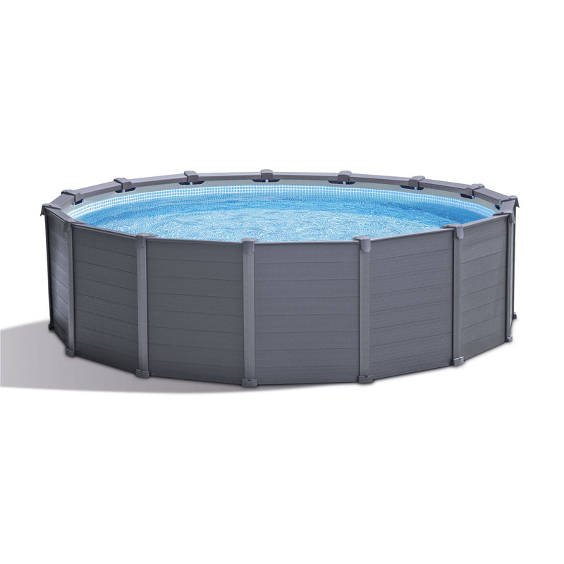 Intex 15'8"x49" Metal Frame Above Ground Swimming Pool, Graphite Gray - 26383EH - The Pool Supply Warehouse