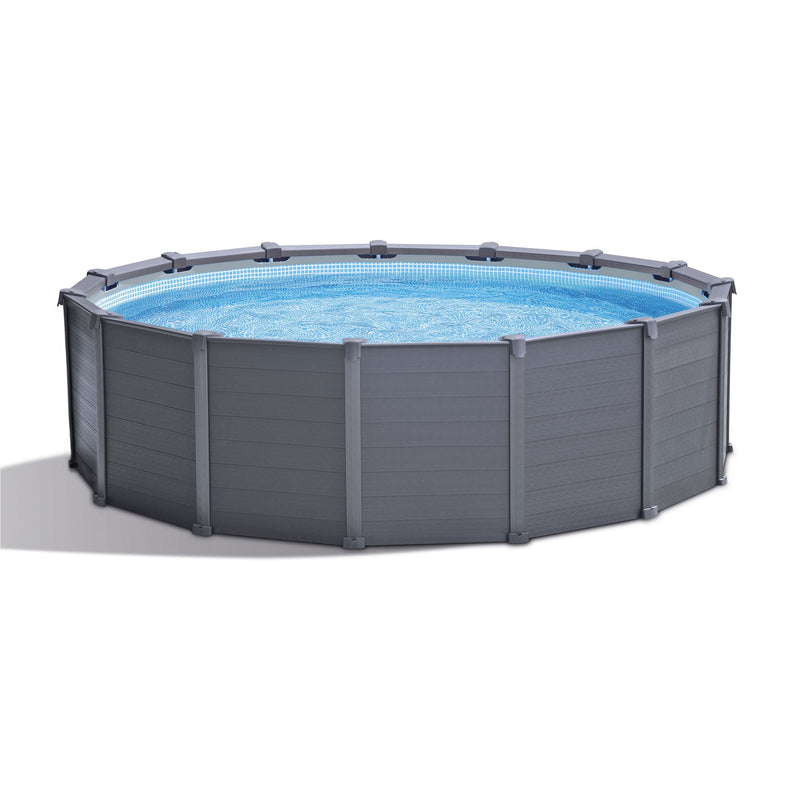 Intex 15'8"x49" Metal Frame Above Ground Swimming Pool, Graphite Gray - 26383EH - The Pool Supply Warehouse
