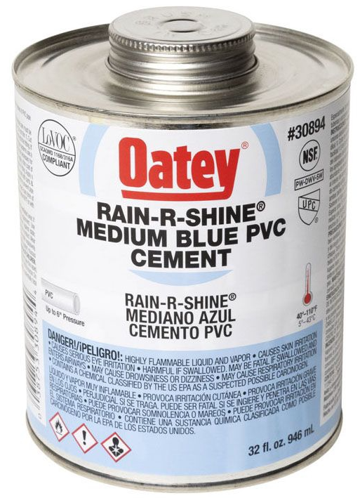 Oatey Rain-R-Shine Blue PVC Cement, 32 oz - 30894
