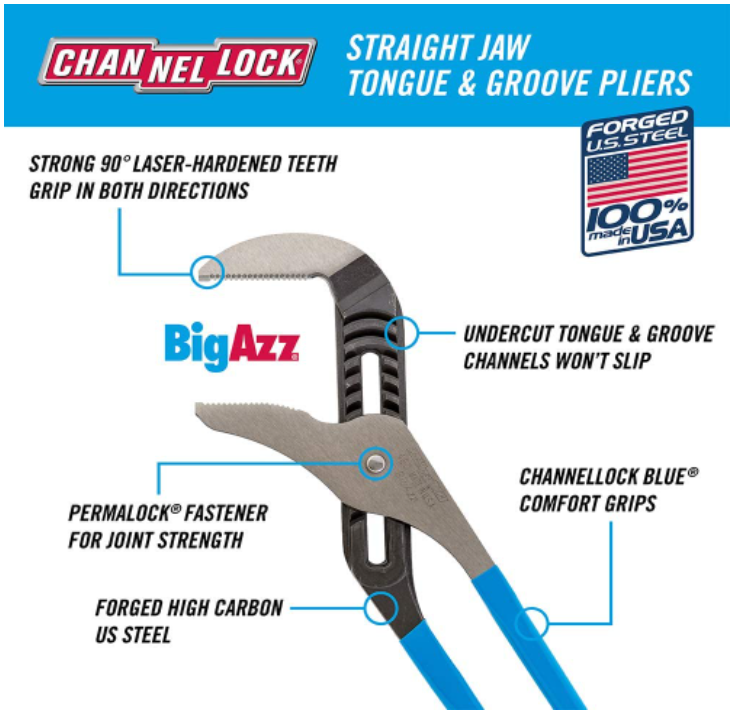 Channellock 20-1/4" BIGAZZ Tongue and Groove Pliers - 480G