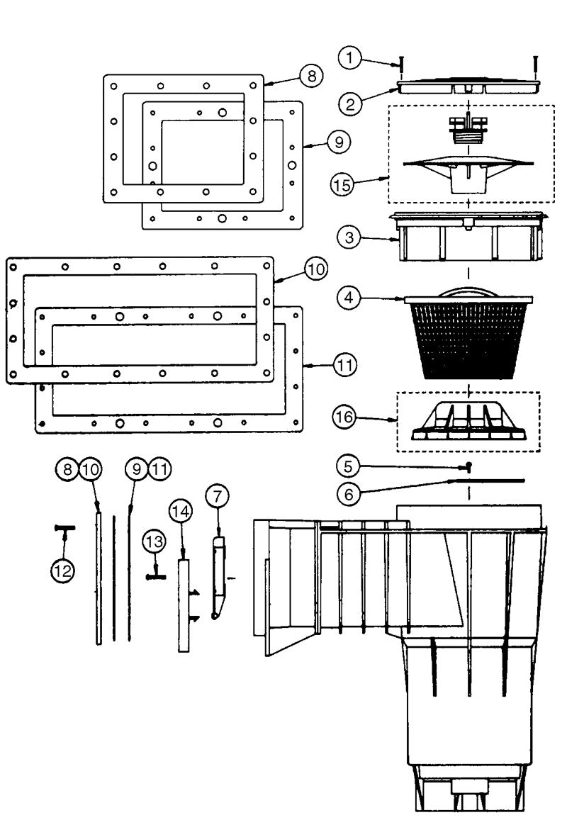 Pentair Bermuda Skimmer - Gunite Tan 2" Slip Port - 506302 - Skimmer Basket - PENTAIR WATER POOL AND SPA INC - The Pool Supply Warehouse