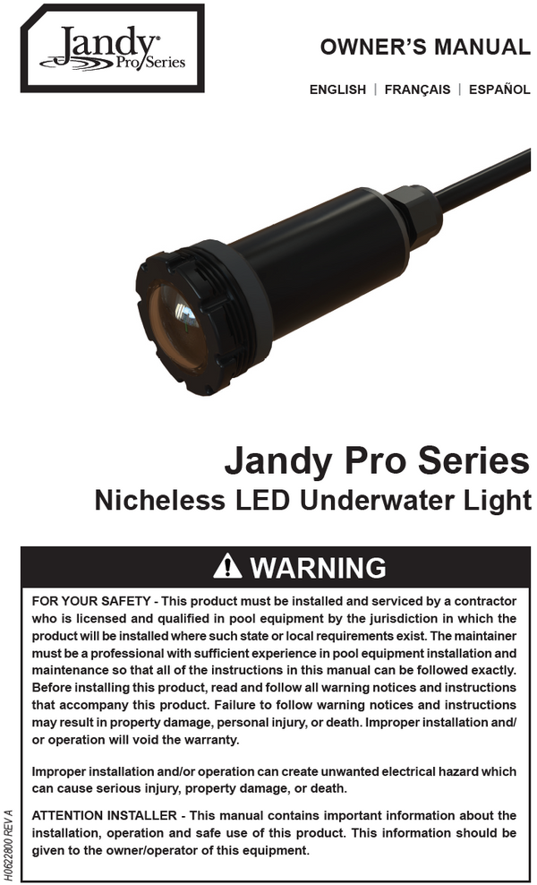 6W 12V 50' RGBW Nichless LED Light Owner's Manual