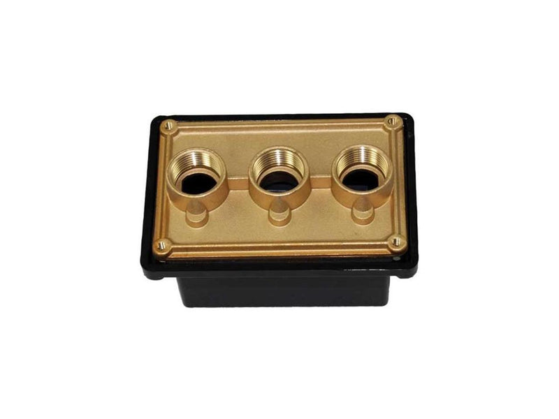 Pentair Junction Box Brass Base w/3 3/4"x1"x3/4" Taps - 78310700 - The Pool Supply Warehouse
