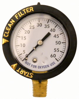 Super-Pro Plastic Pressure 2" Gauge w/ Indicator Bezel, 0-60 Lb., 0.25" Bottom Mount - 81060BUCF