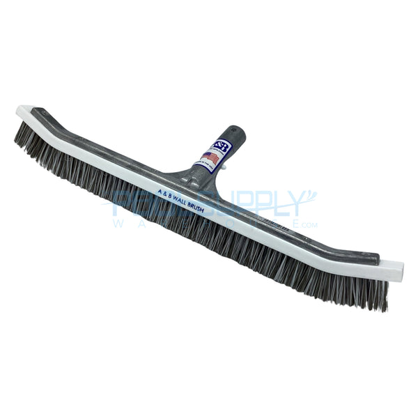 A&B 18" Metal Back Combination Stainless Steel & Nylon Wall Brush - 3004 - The Pool Supply Warehouse