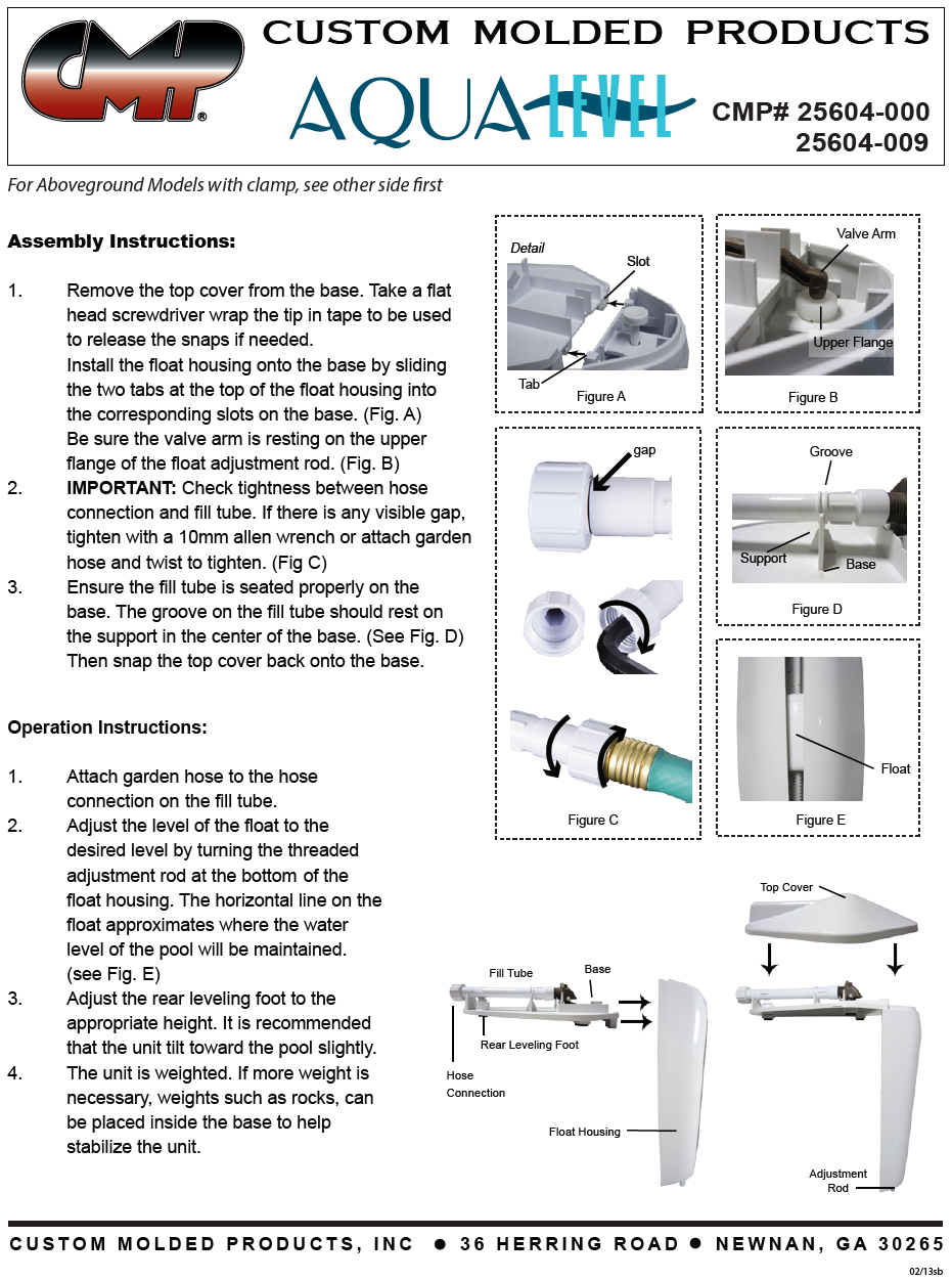 AquaLevel Pool Automatic Filler Installation Manual