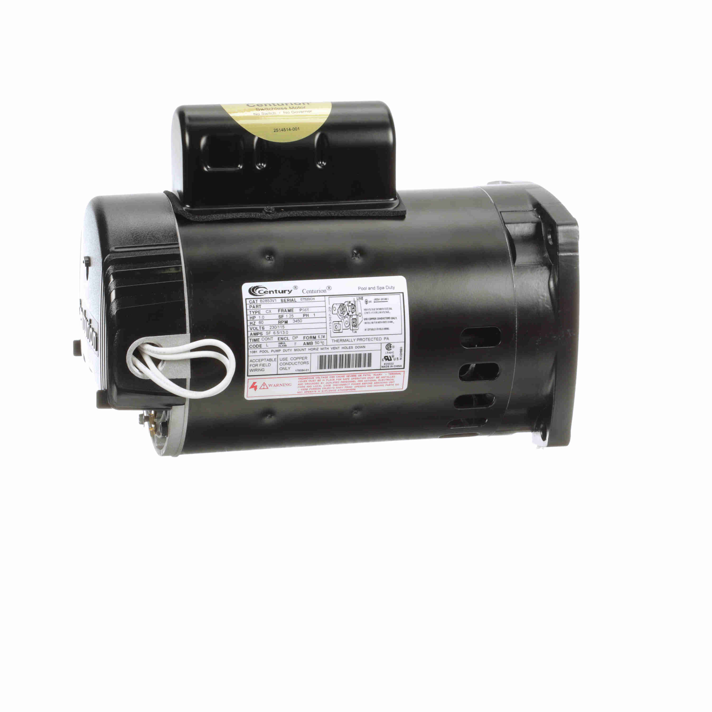 Century MODEL-CFHP-56FR 1HP 115/230V UR P56Y ODP SQFL Motor - B2853V1