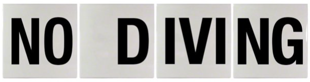 Inlays 6x24" Ceramic Tile 4" Letter No Diving Non-Skid Frost-Proof Pool Deck Depth Marker - C622000