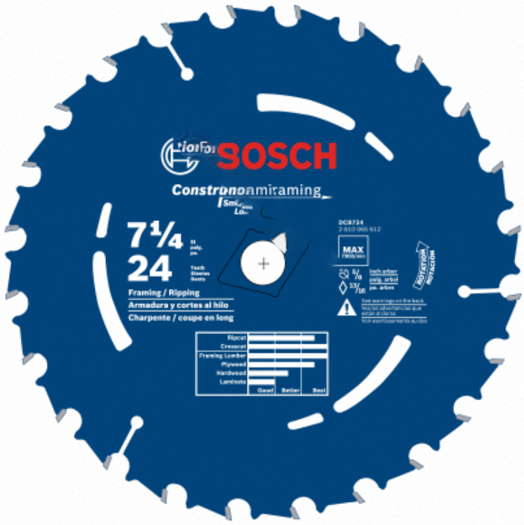 Bosch 7-1/4" 24 Tooth Daredevil™ Portable Saw Blade Framing - DCB724C10