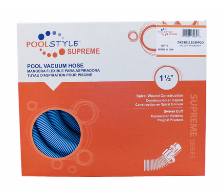 PoolStyle 1-1/2" x 30' Supreme Series Vacuum Hose w/ Swivel Cuff - DK530112030PCO - The Pool Supply Warehouse