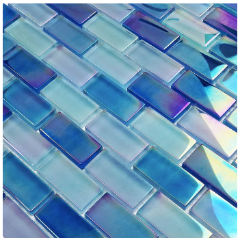 Artistry in Mosaics 1 Sq-Ft. Sky Blue Blend Design Tile - GC82348B8