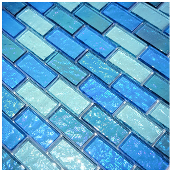 Artistry in Mosaics 1 Sq-Ft. Blue Brick Blend Design Tile - GG82348B18