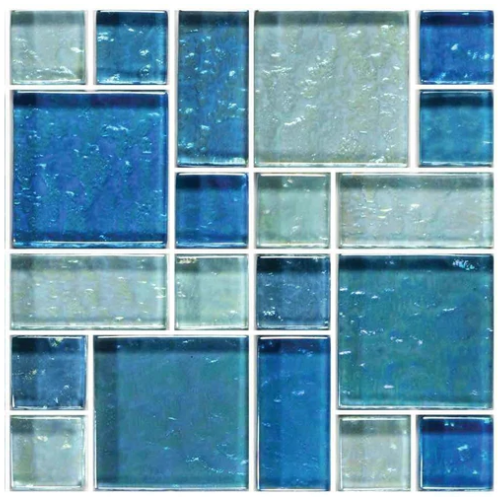 Artistry in Mosaics 1 Sq-Ft. Blue Blend Mixed Glass Mosaic Tile - GG8M2348B18