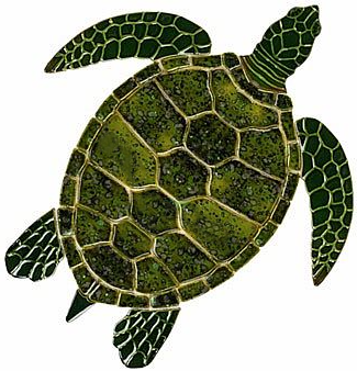 Custom Mosaics 5x5" Turtles and Mermaids Collection Green Sea Turtle Design - GT7-5