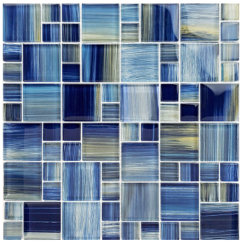 Artistry in Mosaics 1 Sq-Ft. Blue Blend Design Tile - GW8M2348B10
