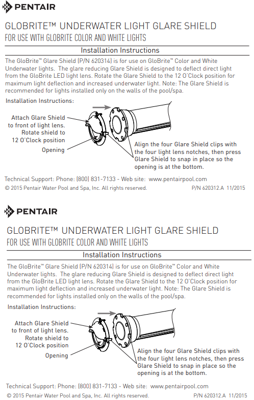 GloBrite Underwater Light Glare Shield Installation Manual