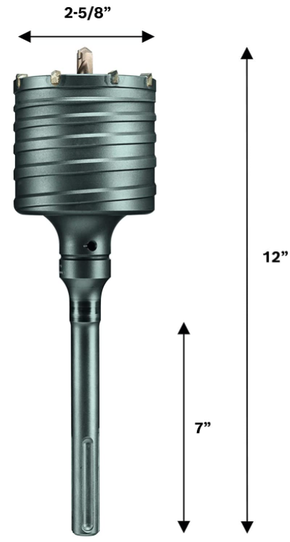 Bosch 2-5/8 In. x 12 In. SDS-max® Rotary Hammer Core Bit - HC8521