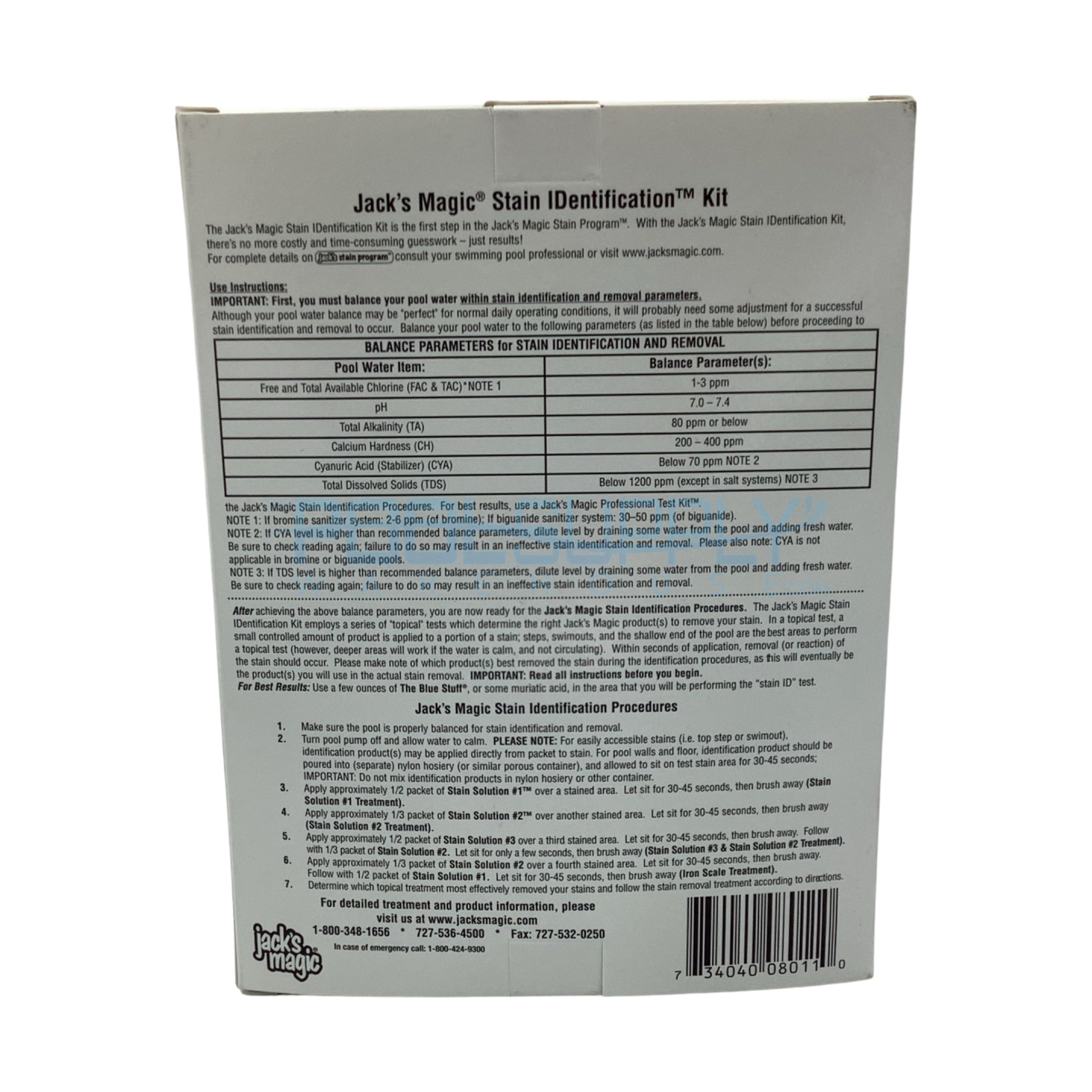 Jacks Magic Stain ID Kit - JMSTAINID - The Pool Supply Warehouse