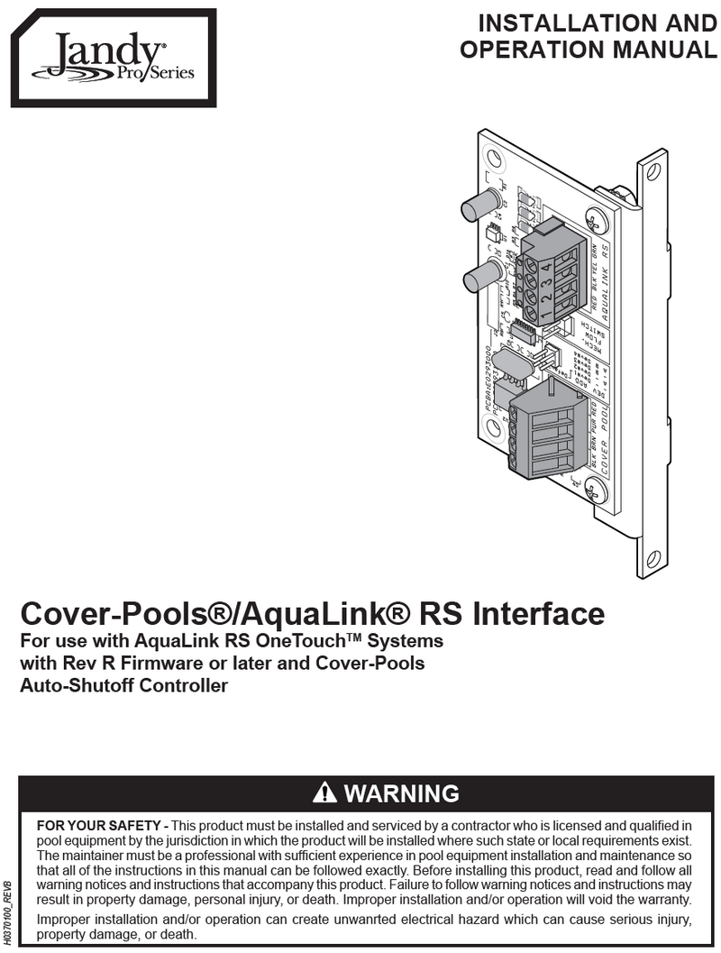 Jandy 7953 AquaLink RS OneTouch Wired White Control Panel Owner's Manual