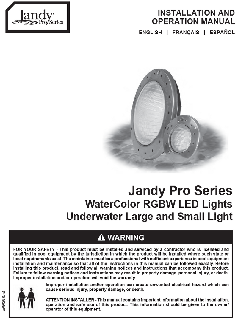 Jandy WaterColors COLOR Spa Light Stainless Steel Facering LED, 12V, 100' Cord Installation Manual