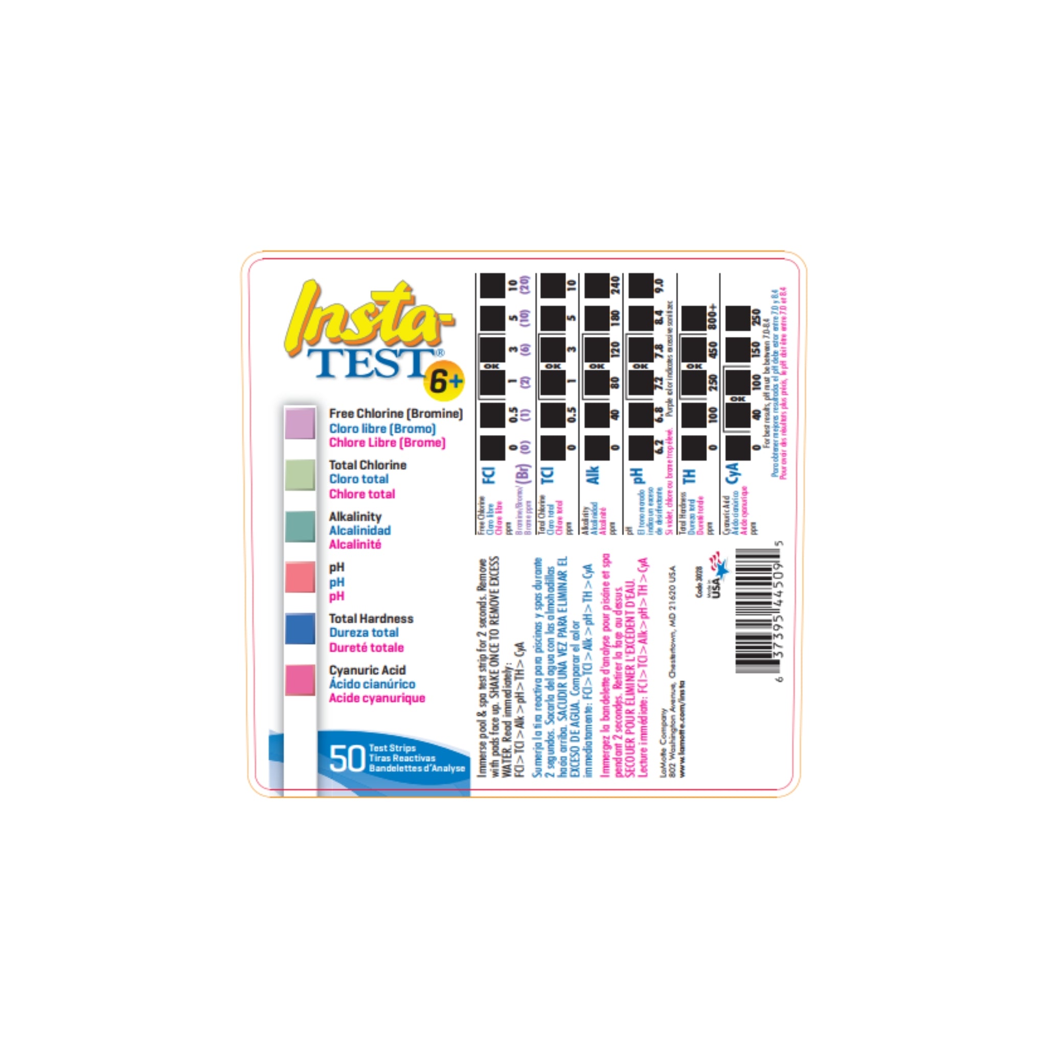 LaMotte Insta-Test® 6 Plus Test Strip (50 Tests) - 3028-BC-12