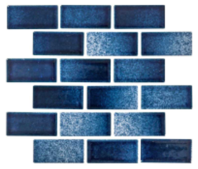 National Pool Tile 1"x2" Blue Blended Brick Mix Tile - MASBBM1