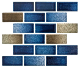 National Pool Tile 1"x2" Blue/Gray Blended Brick Mix Tile - MASBBM2