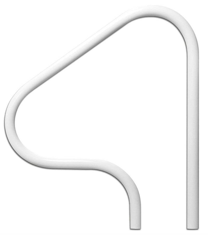 Saftron White 3-Bend Return to Deck Figure-4 Hand Rail - P-326-RTD-W - The Pool Supply Warehouse