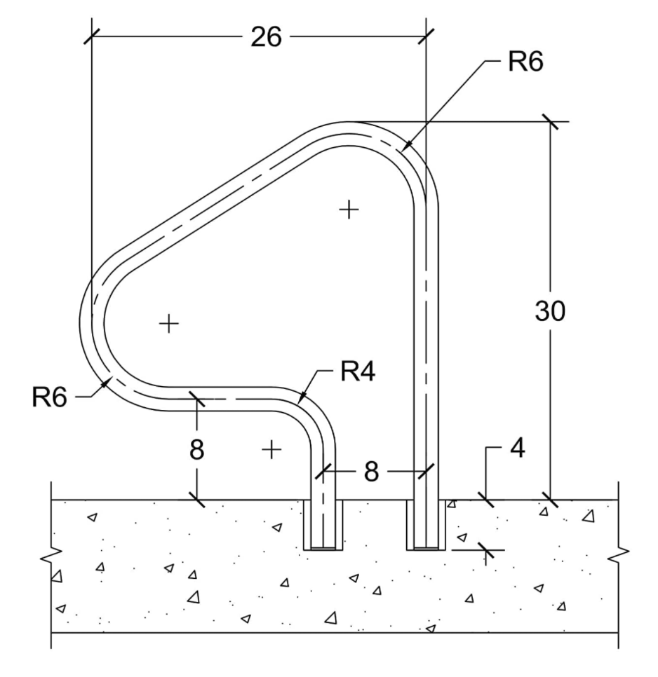 Saftron White 3-Bend Return to Deck Figure-4 Hand Rail - P-326-RTD-W - The Pool Supply Warehouse
